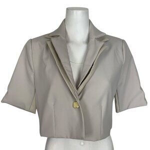 Maniere De Voir Double Lapel Cropped Blazer UK 8 US 6 Stone